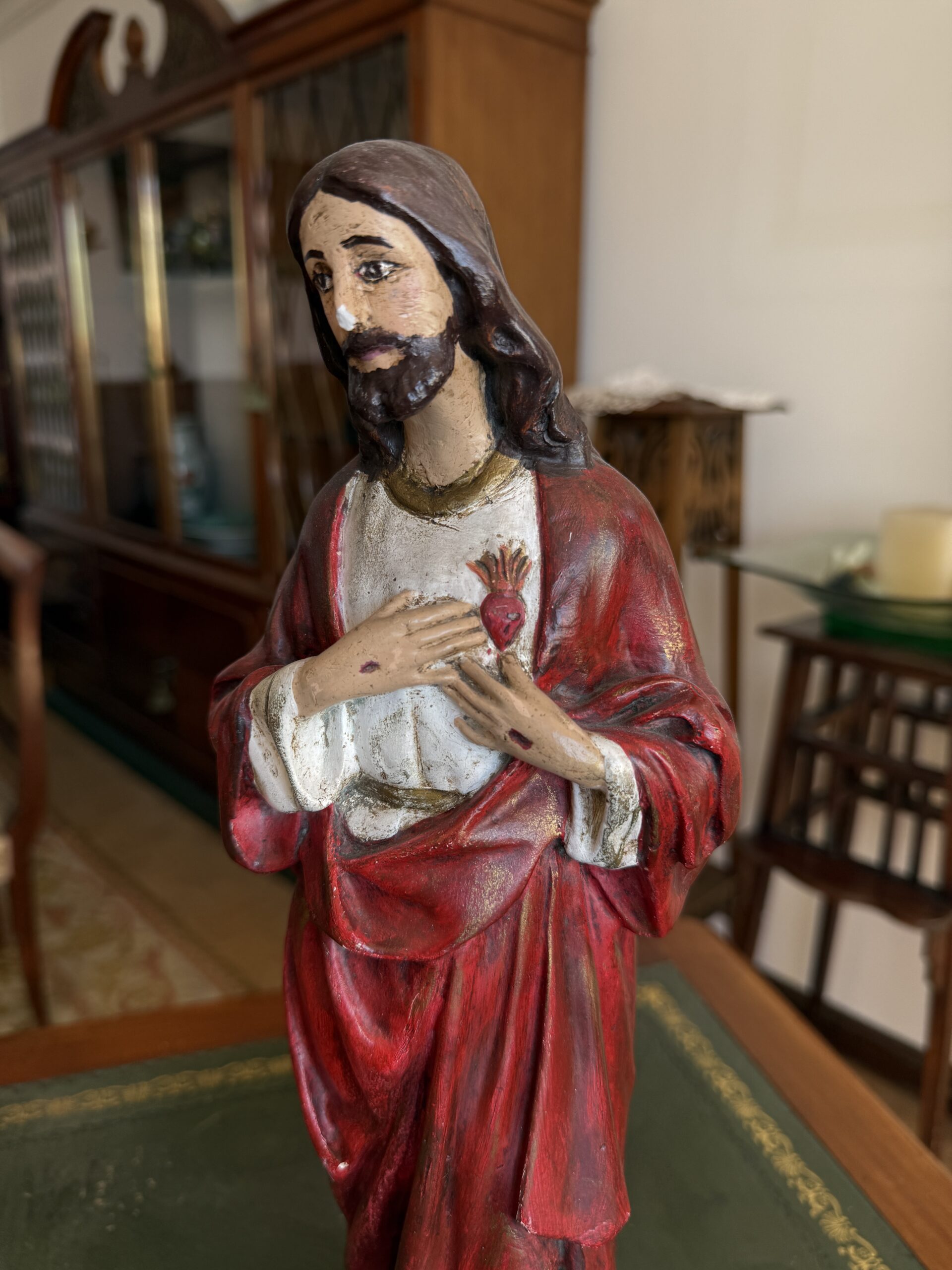 Figura religiosa Sagrado Corazón estilo clásico policromado - Imagen 4