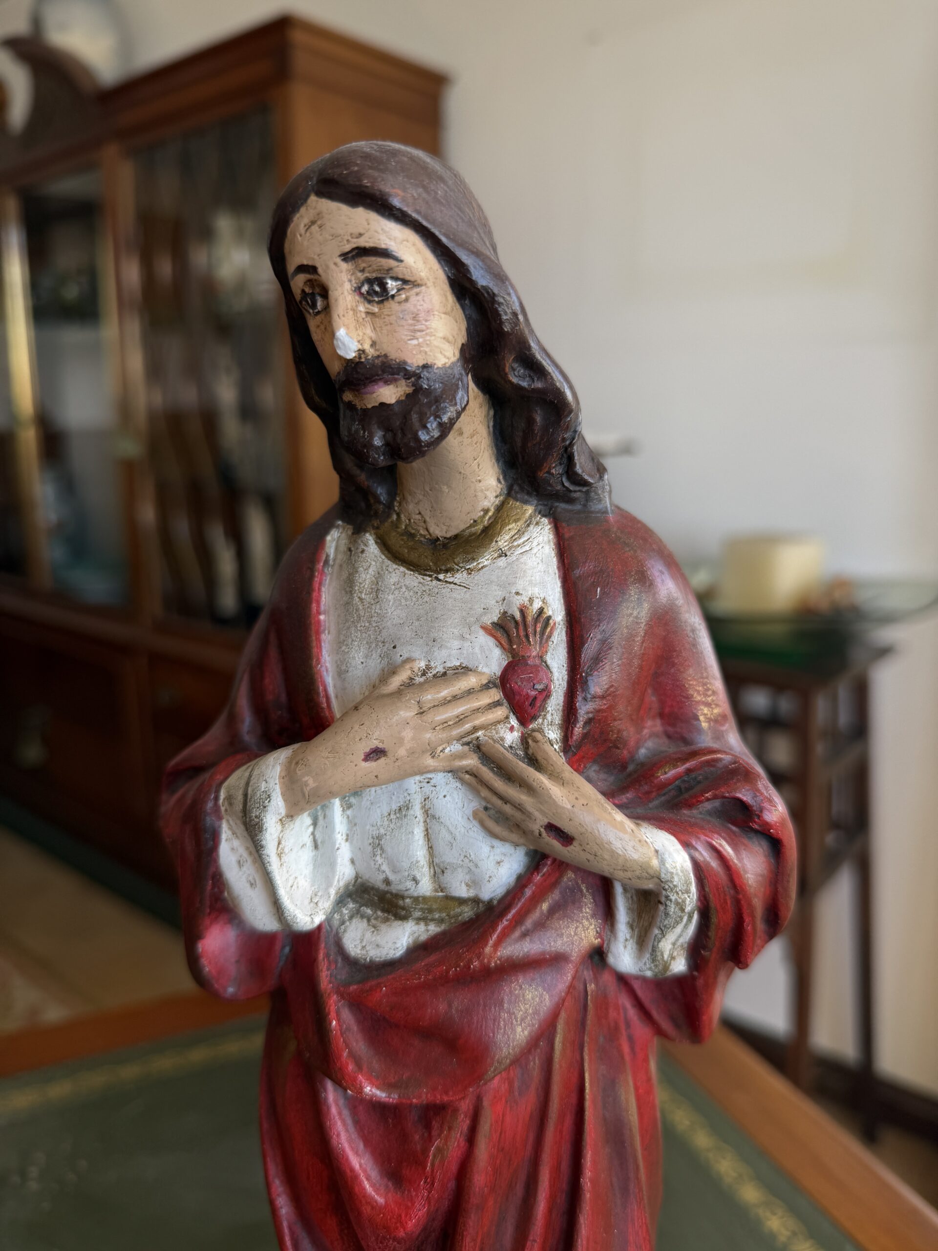 Figura religiosa Sagrado Corazón estilo clásico policromado - Imagen 2
