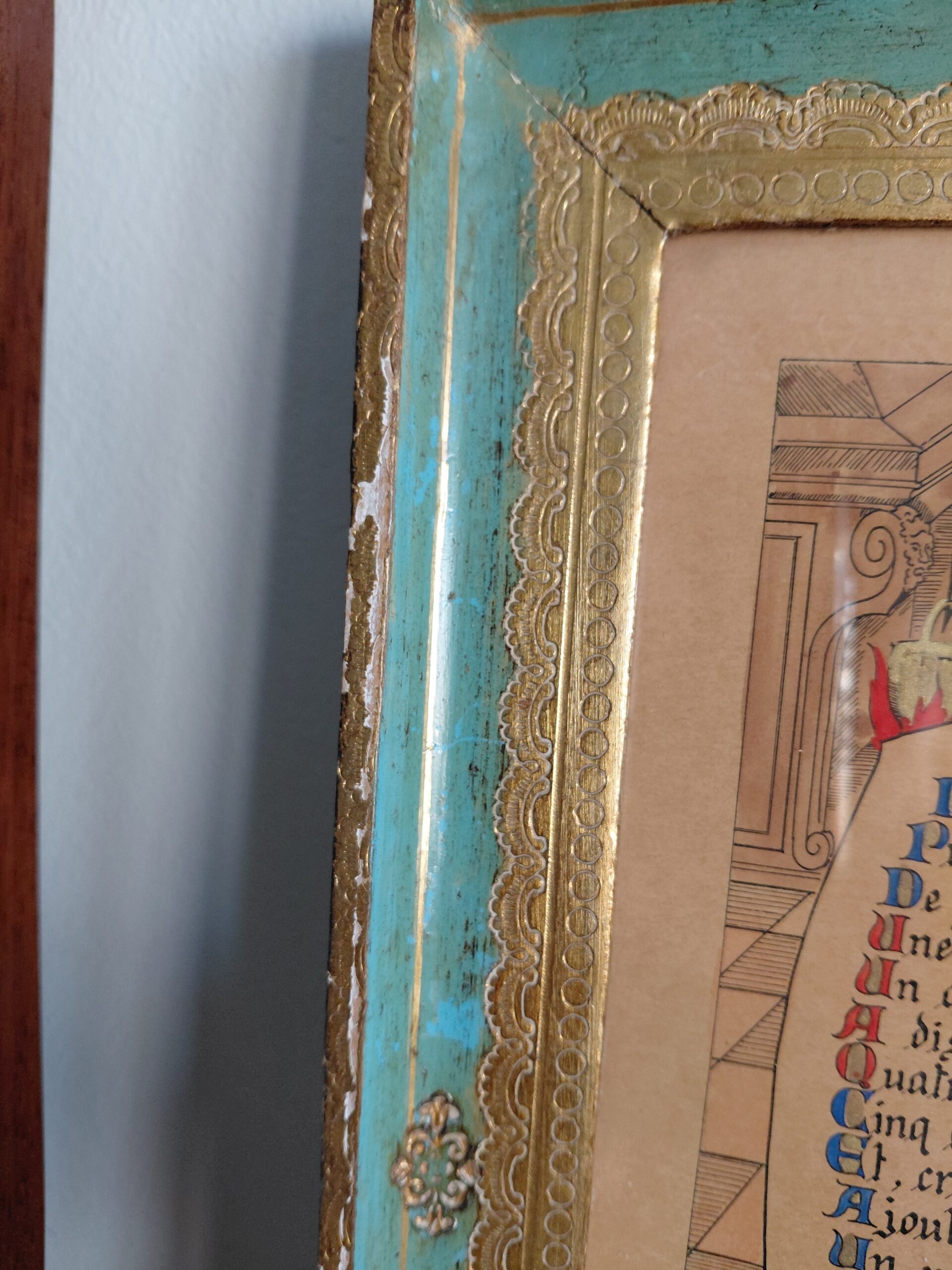 Cuadro Vintage con Lámina Francesa "Recette du Bonheur Conjugal" - Imagen 5