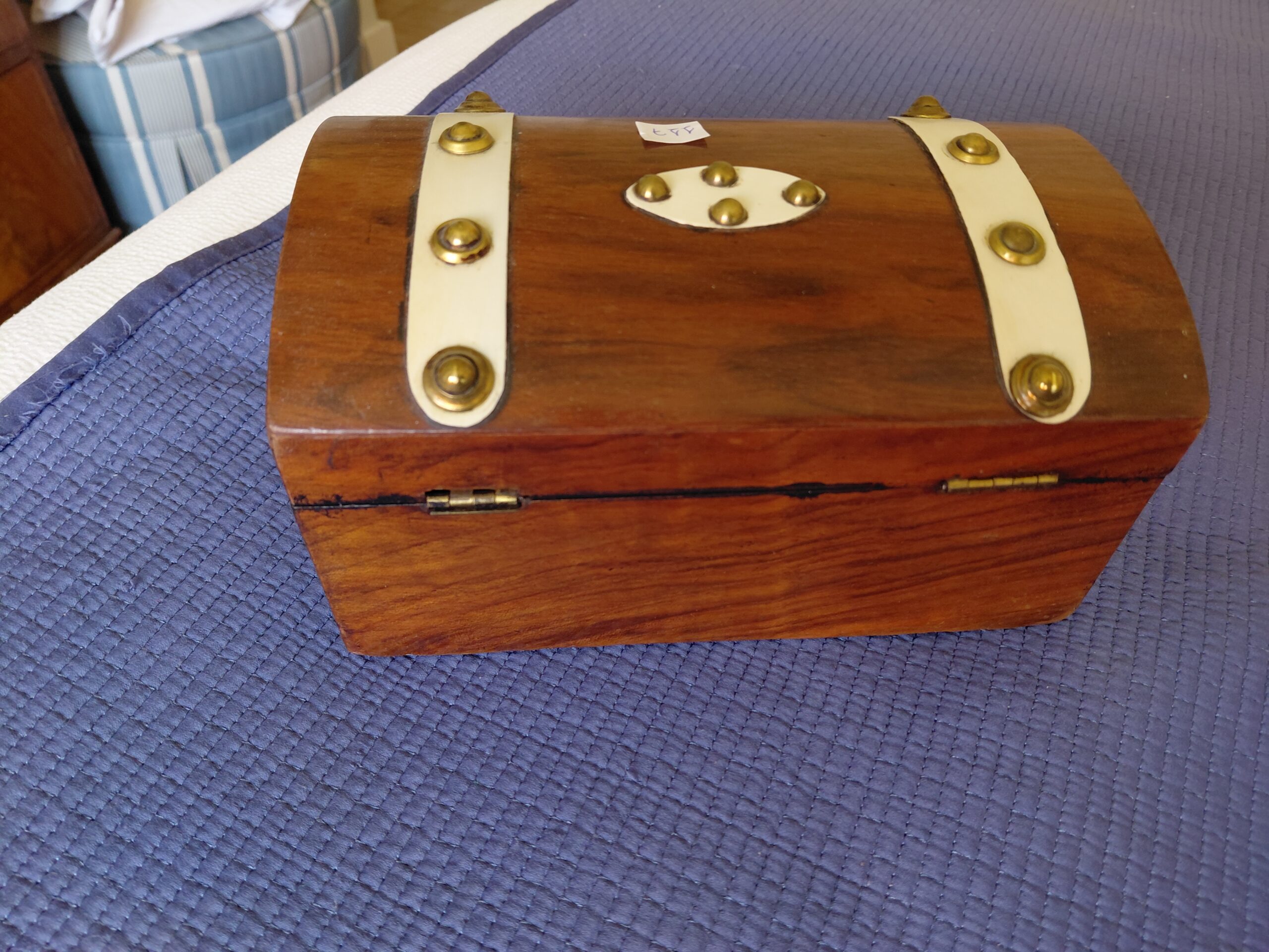 Caja Alhajero de Madera con Detalles en Latón y Hueso y Doble Compartimento - Imagen 8