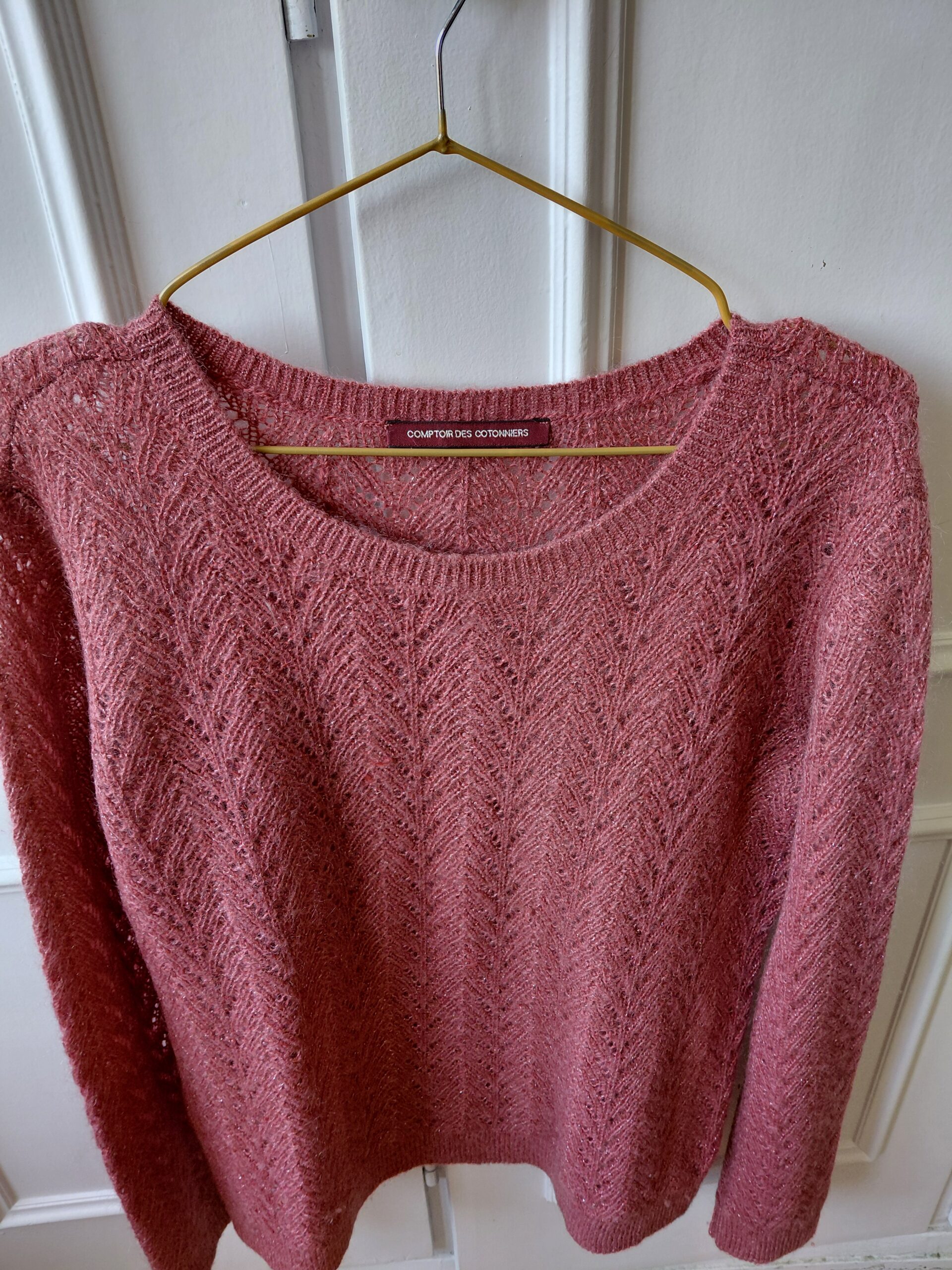 Jersey de Punto Calado Rosa Viejo con Lúrex - Comptoir des Cotonniers - Imagen 2