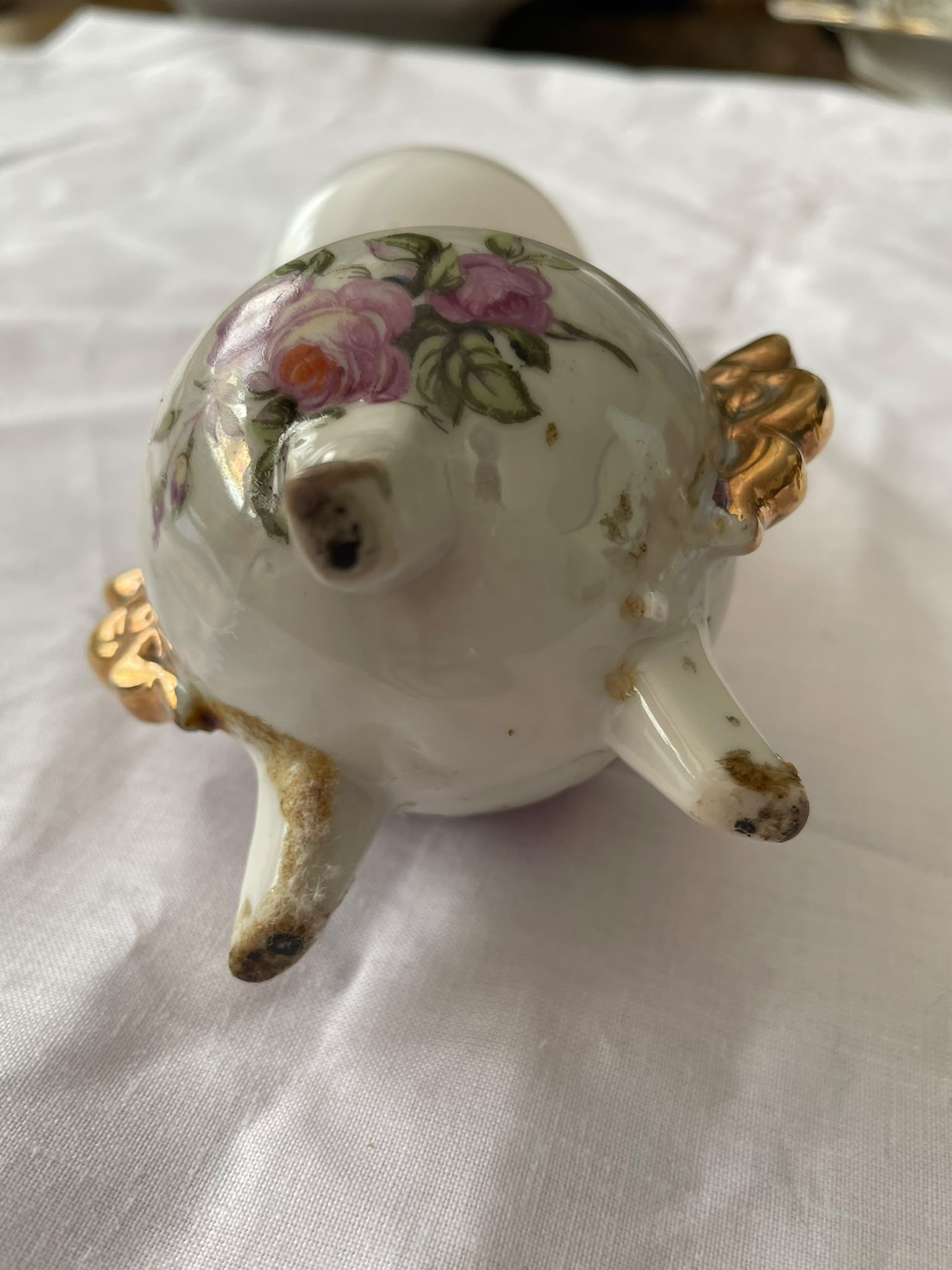 Pareja de Mini Quinqué Vintage de Porcelana - Imagen 4