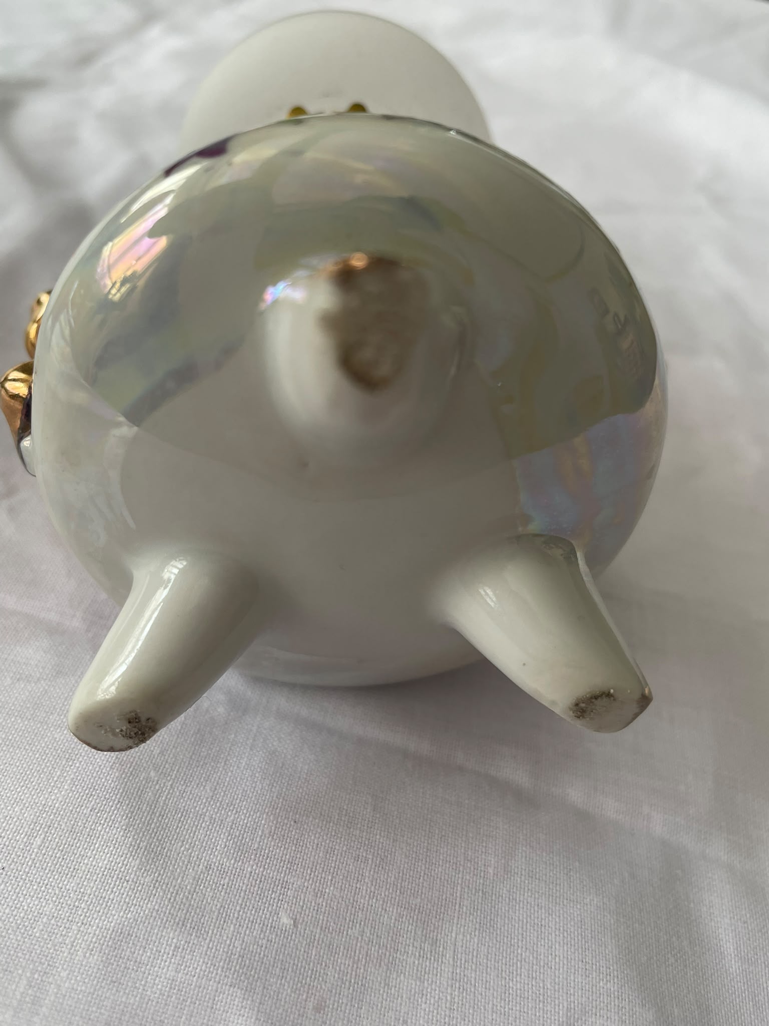 Pareja de Mini Quinqué Vintage de Porcelana - Imagen 7